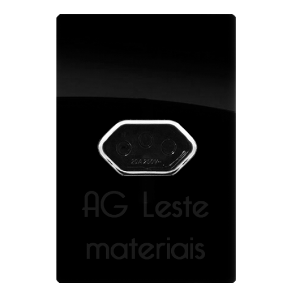 Conjunto Tomada 20A Horizontal 4x2 - Novara Especiais Preto Brilhante Cromado 